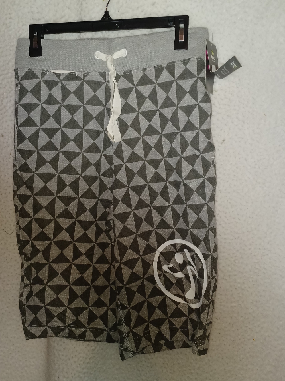 Zumba Men S Everyday French Terry Shorts Geometric Triangle Gray Cotton Blend HD